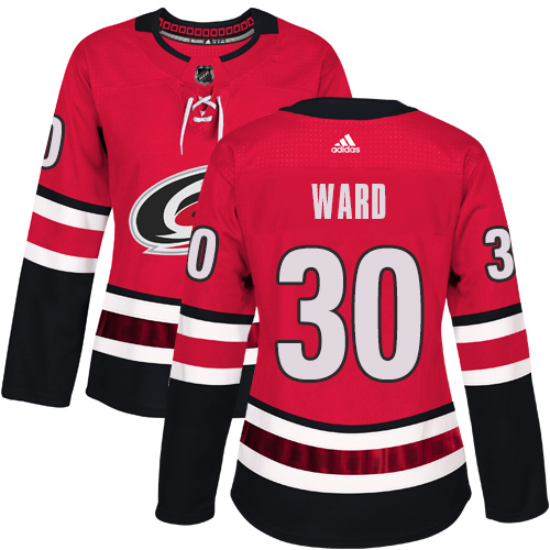 Adidas Carolina Hurricanes 30 Cam Ward Red Home Authentic Women Stitched NHL Jersey